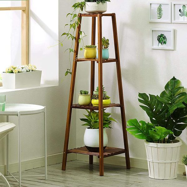 WEENINE Bamboo Tall Plant Stand Pot Holder Small Space Table (4 Tier) Fashion