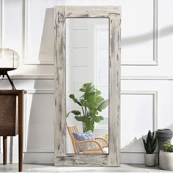 Trvone Full Length Dressing Mirror Wood Floor Mirror Solid Wood Frame Mirror with Standing Holder Wooden Frame Vertical and Horizontal Hanging Mirror Wall Decor (58 x24 , Charcoal Baked) Fashion