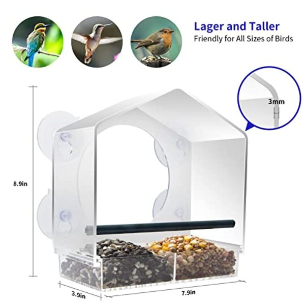 Wild Birds of Joy  Window Bird Feeders with 4 Extra Strong Suction Cups, Large Outdoor Bird House for Cardinals Bluebird Chickadees etc. Online Sale