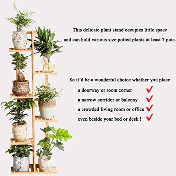 WEENINE Bamboo 6 Tier 7 Potted Plant Stand Rack Multiple Flower Pot Holder Shelf Indoor Outdoor Planter Display Shelving Unit for Patio Garden Corner Balcony Living Room Online