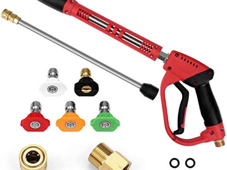 Yoobure High Pressure Washer Gun, with Replacement Pressure Washer Extension Wand, High Pressure Power Washer Gun, 5 Nozzle Tips, M22-14 15mm Fitting, 40 Inch, 5000 PSI on Sale