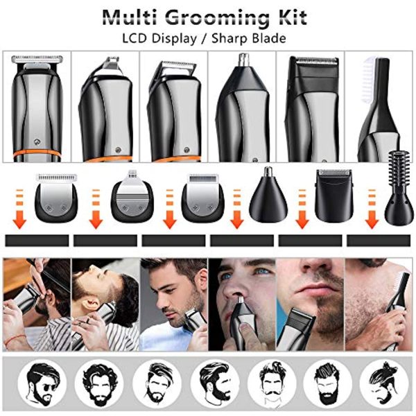 RYNX Hair Clipper Beard Trimmer Kit For Men Cordless Hair Mustache Trimmer Hair Cutting Groomer Kit Precision Trimmer Waterproof USB Rechargeable 6 In 1 (Black) Hot on Sale