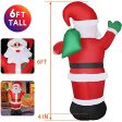 WDERNI Inflatable Santa Claus 6ft Christmas Blow-Up Yard Decoration with LED Best Gift for Indoor Outdoor Holiday Party, with LED Light, Water Bag, and Electric Air Pump Fashion