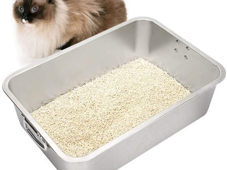 Bundle & Bliss Cat Litter Tray Stainless Steel Rabbit Litter Tray Large Size Cat Litter Box No Odor & Non Stick & Easy to Clean Sale