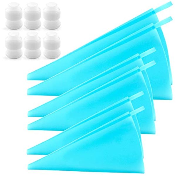 Weetiee D Silicone Pastry 3 Sizes Reusable Piping Baking Cookie Cake Decorating Bags (12’’+14’’+16’’)-6 Pack-Bonus 6 Icing Couplers Online Sale