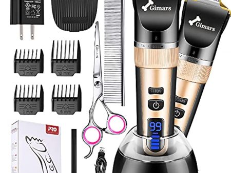 Gimars Quiet Rechargeable Cordless Electric Dog Hair Clippers, Powerful Pet Shaver Hair Clippers Dog Trimmers Shears Set with Comb Guides Scissors for Dogs Cats Pets Cat, Horse Cheap