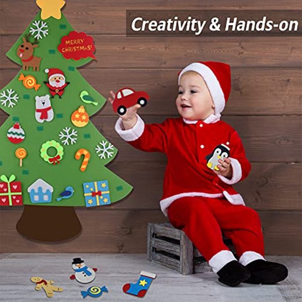 VEEYOL Felt Christmas Tree for Kids - DIY Christmas Tree with 33 Pcs Ornaments - Wall Hanging Xmas Gifts Christmas Decorations Hot on Sale