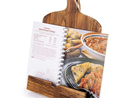 MyGift  Recipe Book Holder, Cutting Board Style Rustic Brown Wood Recipe Cookbook iPad Tablet Stand Holder Stand with Kickstand Discount