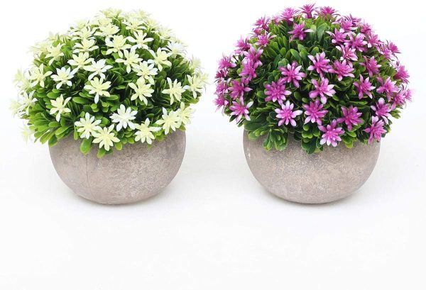 UltraOutlet 2 Pack Small Artificial Plants Centerpiece in Pot Fake Mini Decorative Potted Topiary Shrubs for Office, Home, Inddor, Room Decoration (Pink and Green) Online Hot Sale