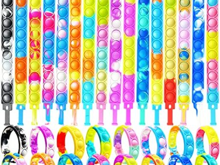 ZNNCO 32 PCS Pop Bracelet, Wearable Push Poping Bubble Sensory Fidget Toys, Durable and Adjustable, Stress Relief Multicolor Fidget Bracelet for Kids and Adults ADHD ADD Autism Anxiety Hot on Sale