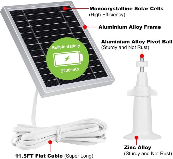 UYODM Solar Panel Compatible with SimpliSafe Wireless Outdoor Security Camera,Power Your SimpliSafe Outdoor Camera continuously - Silver - 2PACK Online now