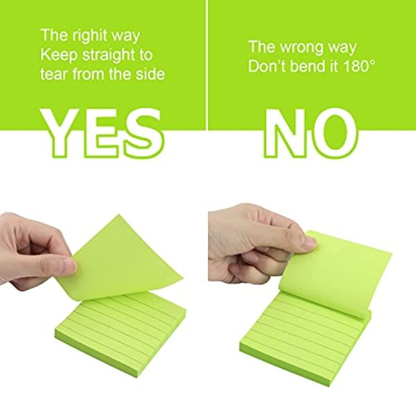 VEEYOL 6 Bright Color Lined Sticky Notes 600 Sheets Total, 3 in x 3 in, 100 Sheets Pad, Easy to Post Hot on Sale