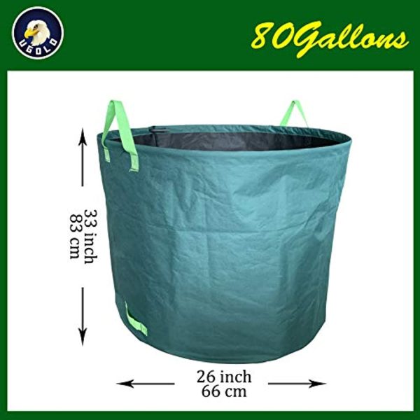 Ugold Fabric Reusable Yard Waste Bag, Leaf Bag, Work for Garden, Lawn and Patio, Clean Up Leaves and Waste (80 Gallons) For Sale