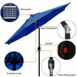 Viewee 32 LED Solar Patio Umbrella 9 FT Solar Patio Umbrella with 32 LED, 8 Steel Ribs, Push Button Tilt, and Crank System Which for Garden, Pool, Beach, Deck and Backyard (Blue) Fashion