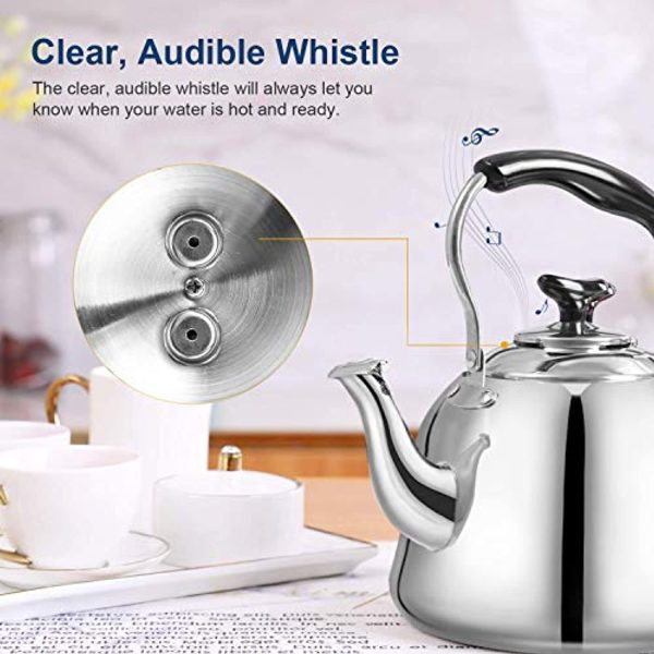 Weftnom Tea Kettle Stovetop Teapot 2 Liter Stainless Steel Hot Water Kettle Whistling -Mirror Finsh,Folding Handle,Fast To Boil, Whistling Teakettles For Cheap