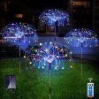 Unihoh Outdoor Solar Garden Lights, 4 Pack 120 LED Copper Wire Waterproof Solar Garden Fireworks Lamp with Remote, 8 Modes Decorative Sparkles Stake Landscape Light for Garden Pathway Lawn Decor (Colorful) For Sale