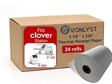 Vonlyst Thermal Receipt Paper Rolls 3 1 8  x 230  for Clover Station (24 rolls) Discount