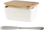 WERTIOO Ceramic Butter Dish, Porcelain Butter Dish with Lid Handle Cover Design, White on Sale