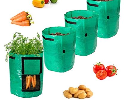 YQLOGY Garden Potato Grow Bag, 4Pack10Gallon Grow Bags with Access Flap and Handles for Harvesting Potato, Carrot, Onion, tomata,Vegetable and Flower. Discount