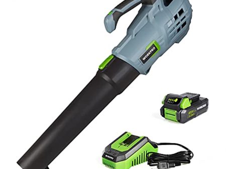 WORKPRO 20V Cordless Leaf Blower, Electric Gardening Tool Powered Sweeper, with 2.0Ah Battery and 1 Hour Quick Charger Included For Sale