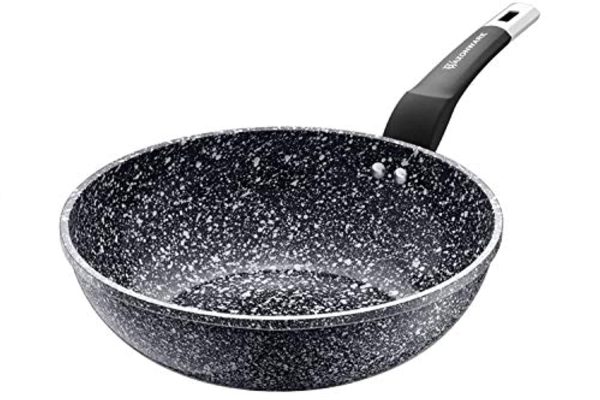 WaxonWare 11 Inch Non Stick Wok & Stir Fry Pan With STONETEC (A 100% PTFE, PFOA and APEO Free) Ceramic Coating & Induction Bottom + Free Table Trivet on Sale