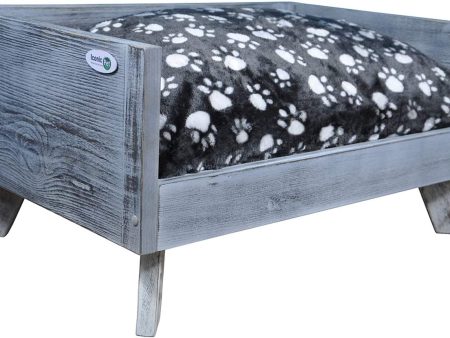 Iconic Pet Sassy Paws Raised Wooden Pet Bed with Removable Cushion for Dogs & Cats in Varying Sizes & Colors Sale