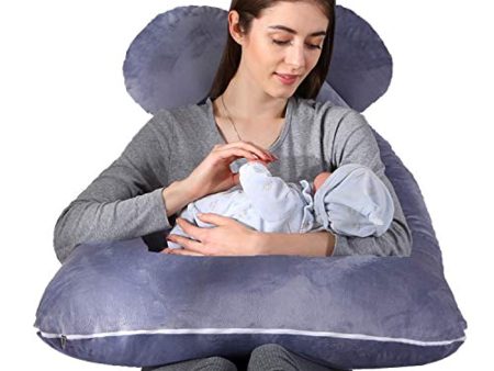 Vanlord Pregnant Women Pillows, 55  U-Shaped Pregnancy Body Pillow with Cotton Case (Grey) Fashion