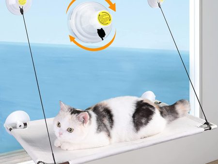 Lyincat Cat window seat, cat hammock for large cats, indoors, window lounger for cats, with 4 large suction cups with a weight of up to 50 lbs (23 kg), space-saving and easy to assemble For Cheap