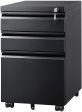 DEVAISE 3 Drawer Locking Mobile File Cabinet for Home Office, Fully Assembled Except Casters, Letter Legal Size,Black Fashion