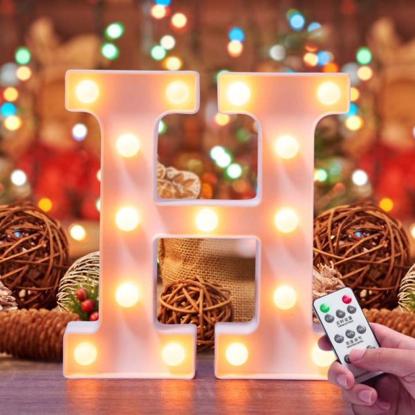 Lifegoo LED Letter Lights 26 Alphabet White Marquee Letters Night Light Sign with Diamond Bulbs Remote Control Timer Dimmable for Wedding Party Christmas Lamp Home Bar (T) Supply