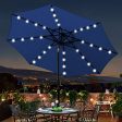 Viewee 32 LED Solar Patio Umbrella 9 FT Solar Patio Umbrella with 32 LED, 8 Steel Ribs, Push Button Tilt, and Crank System Which for Garden, Pool, Beach, Deck and Backyard (Blue) Fashion