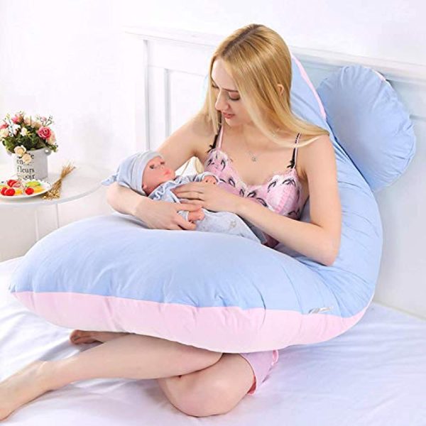 Vanlord Pregnancy Women Pillow, U-Shaped Pillow with Cotton Case,55-inches with Two Color Fashion