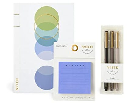 VEEYOL Noted by Post-it Brand Office Essentials Set, Blue, Includes Notebook, Notes and Pens (NTD-SMSET-BLU) Discount