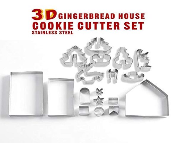 Joinor 18PCS Set DIY Stainless Steel Christmas Series Cookie Cutter 3D Gingerbread house Biscuit Mold Fondant Cake Decorating Tools Online Hot Sale