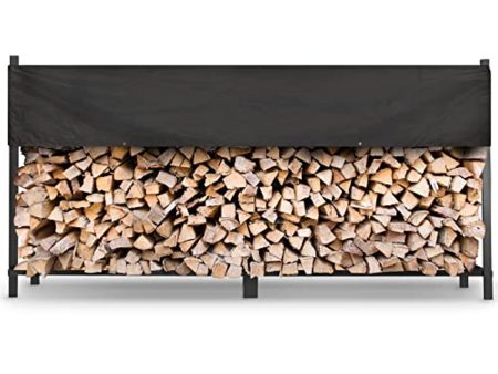 Gamtik 8ft Firewood Rack Outdoor Heavy Duty Steel Log Rack Fire Wood Racks with Waterproof Cover Wood Storage Stand for Patio Deck Outdoor Fireplace Tools For Sale