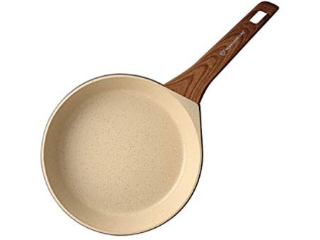 WaxonWare 8 Inch Nonstick Frying Pan Skillet With Induction and Wooden Handle 100% PFOA Free German Nonstick Coating For Stir-Frying, Shallow Frying, Deep Frying & Braising (MARBELLOUS Series) Online now