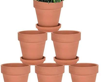 Vensovo  4 Inch Terra Cotta Pots with Saucer - 6 Pack Clay Flower Pots with Drainage, Great for Plants, Crafts, Wedding Favor (4 inch) Sale