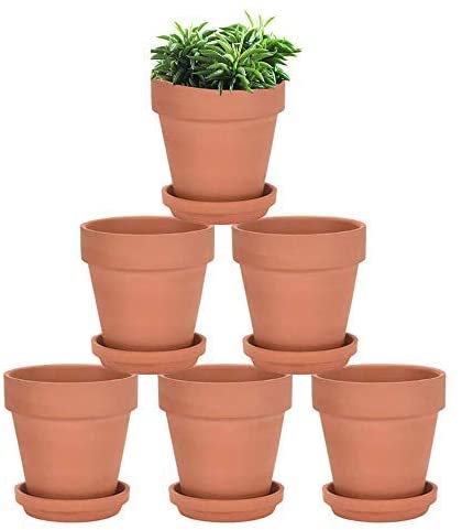 Vensovo  4 Inch Terra Cotta Pots with Saucer - 6 Pack Clay Flower Pots with Drainage, Great for Plants, Crafts, Wedding Favor (4 inch) Sale