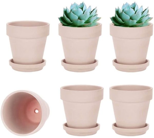 Vensovo  4 Inch Terra Cotta Pots with Saucer - 6 Pack Clay Flower Pots with Drainage, Great for Plants, Crafts, Wedding Favor (4 inch) Sale