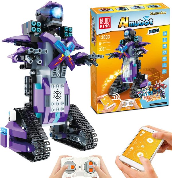 Anysun STEM Building Blocks Robot, Remote and APP Controlled Robot Creative Toys Educational Building Kits Intelligent Rechargeable Construction Building Robot Learning Toy Gift for Boys Girls Hot on Sale