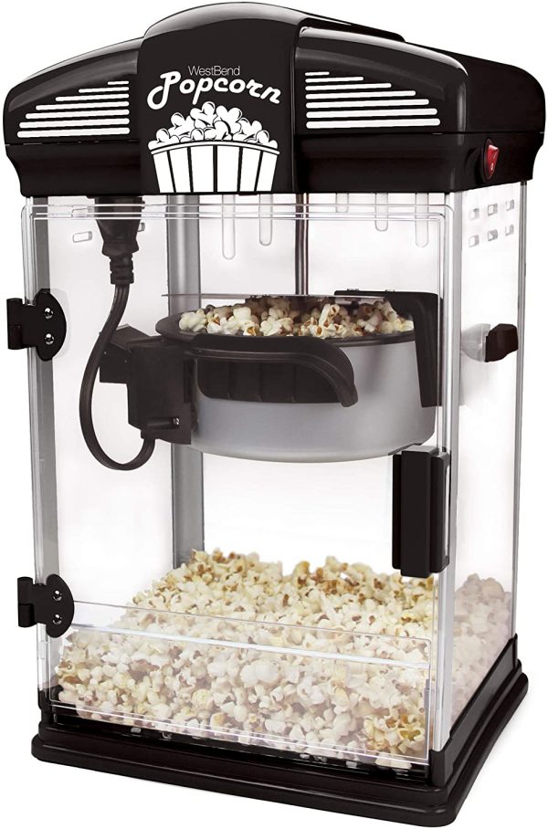 West Bend Hot Oil Theater Style Popcorn Popper Machine with Nonstick Kettle Includes Measuring Tool and Serving Scoop, 4-Ounce, Red Online