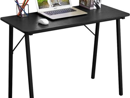 Coavas Small-Desk,Simple Computer-Desk Home Office Desk with Metal Legs for Students Adult Wooden Study Desk,100 * 48 * 74cm,Walnut &Black Fashion