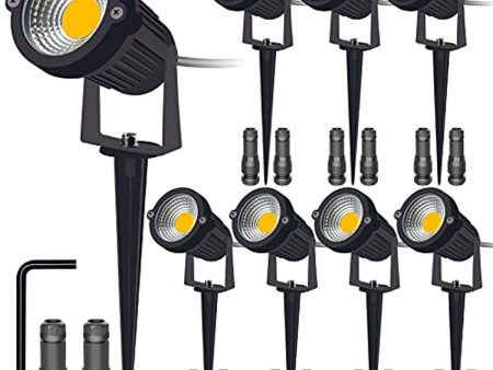 YOTOZU 8 Pack 5W LED Low Voltage Landscape Lights with Connectors and Hexagon Wrench, 12V 24V 500LM IP65 Waterproof Outdoor Garden Lights for Garden Pathway Lighting Wall Tree Flag Spotlights Online Hot Sale