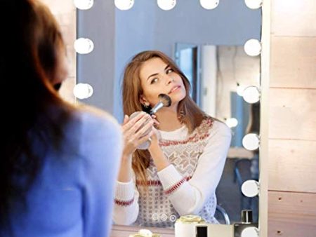 Hansong Large Vanity Mirror Makeup with Lights, Hollywood Lighted Mirror with 3 Color Lighting Modes for Tabletop Mirror and Wall Mounted, 15pcs Dimmable Bulbs, USB Outlet and Smart Touch Control Online now