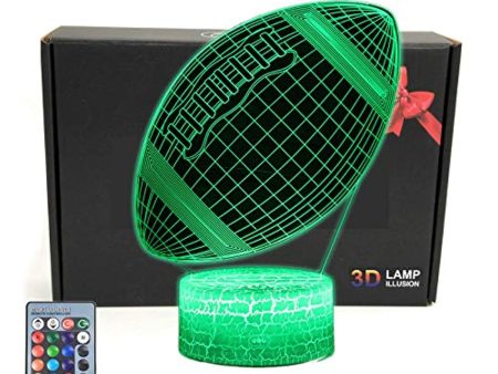 TRIPRO Football 3D Illusion LED Bedroom Table Lamp Decor Night Light with 16 Colors Touch & Remote Control Decorations Gifts for Fathers Day,Dad,Boys,Men,Women,Kids,Teens For Sale