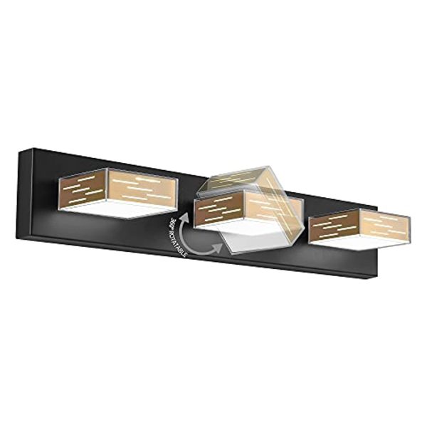 WOSBO Bathroom Vanity Light Fixture, Dimmable LED Modern Golden Black Matte Wall Lighting Over Mirror 3 Lights For Cheap