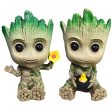 Winemana (Set of 2) Baby Groot Holding Baby Bird & Holding Flower, Cute Succulent Pot Succulent Planters, Baby Groot Flower Pot Pencil Pen Holder Gift for Kids For Sale