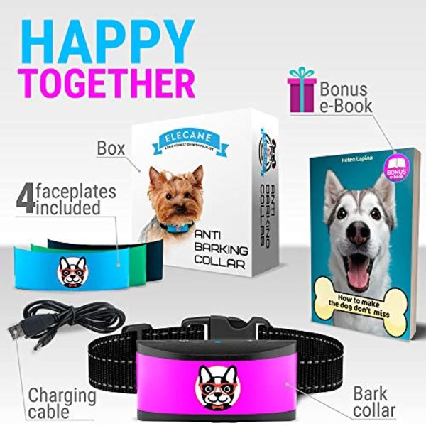 ELECANE Small Dog Bark Collar Rechargeable - Anti Barking Collar for Small Dogs - Smallest Most Humane Stop Barking Collar - Dog Training No Shock Bark Collar Waterproof - Safe Pet Bark Control Device (Blue) Hot on Sale