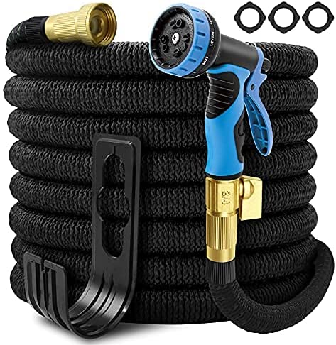 Vezane  Garden Hose Expandable 50ft, Water Hose With 10 Function Spray Nozzle, Heavy Duty Flexible Hose,3 4  Solid Brass Connectors,Lightweight No-Kink Flexible Water Hose Supply