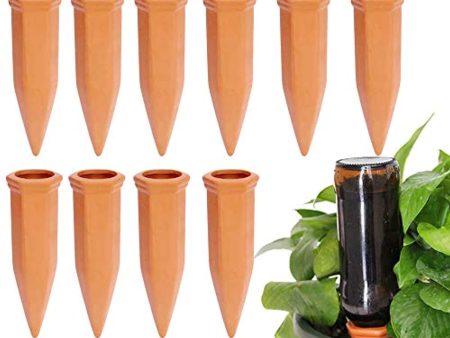 Vensovo 10pcs Terracotta Watering Spikes - Automatic Self Watering Stakes, Plant Watering Devices for Wine Bottles Recycled Bottles, Clay Plant Garden Waterers for Vacations For Cheap